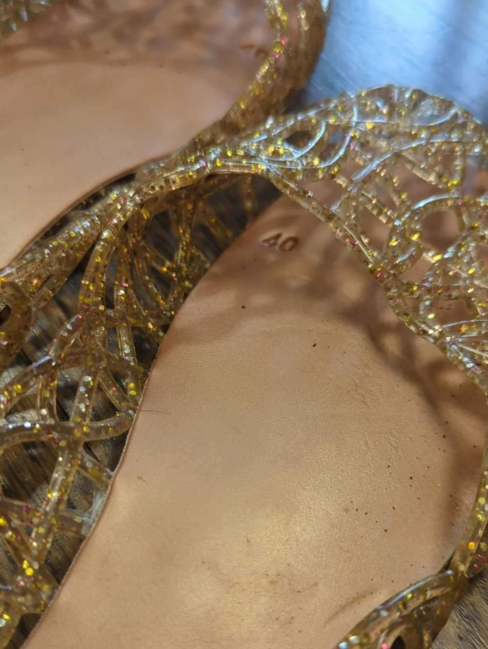 Vivienne Westwood Anglomania Y2K Vibes Melissa Gold Glitter Jelly Flats Size 40